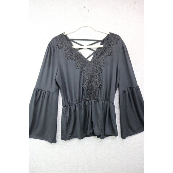 Long Belled Sleeves Embroidered Tunic by Maurices-Size Medium-Boho-Goth - Picture 1 of 12